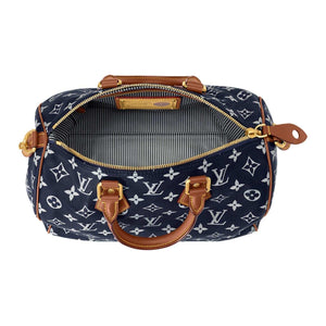 حقيبة Louis Vuitton Speedy 30 بنقشة Monogram الزرقاء الفاخرة.