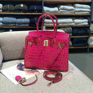 شنطة Birkin نسائية فاخرة بنقشة جلد التمساح – جودة صينية عالية.