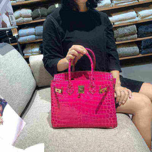 شنطة Birkin نسائية فاخرة بنقشة جلد التمساح – جودة صينية عالية.