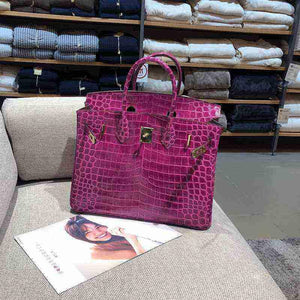 شنطة Birkin نسائية فاخرة بنقشة جلد التمساح – جودة صينية عالية.
