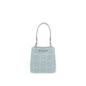 COACH Rowan 22 Brand Logo Classic Synthetic Leather Bucket Bag Handbag Small Women's Light Blue