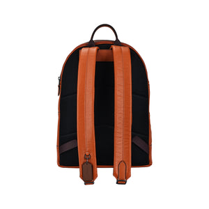 Back view of an authentic brown leather Coach backpack featuring padded adjustable shoulder straps and breathable mesh back panel for comfort.
الجهة الخلفية لحقيبة ظهر كوتش أصلية من الجلد الطبيعي بني تتميز بأحزمة كتف مبطنة وقابلة للتعديل وجزء خلفي شبكي مريح.