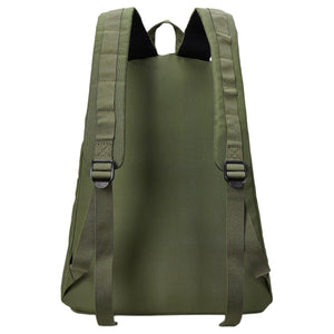 Back view of an authentic Polo Ralph Lauren backpack in olive green, featuring adjustable padded shoulder straps for extra comfort.
الجهة الخلفية لحقيبة ظهر Polo Ralph Lauren أصلية باللون الأخضر الزيتوني، تتميز بأحزمة كتف مبطنة وقابلة للتعديل لراحة إضافية.