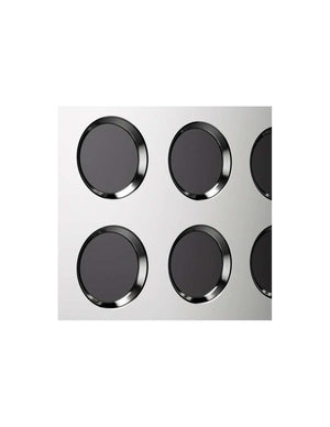 تفاصيل فتحات التهوية الدائرية السوداء لـ ماكينة تحضير اسبرسو منزلية Rocket APP TCA black circular vents.