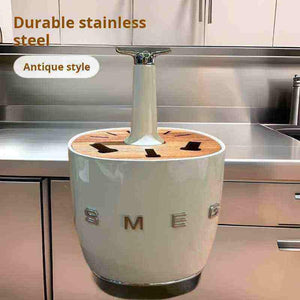 حامل منظم SMEG الأنيق بقاعدة ستانلس ستيل فاخرة.