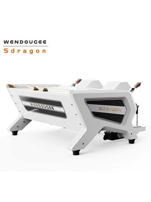 ماكينة قهوة Wendougee Sdragon بيضاء بشاشات تحكم رقمية ومقابض خشبية