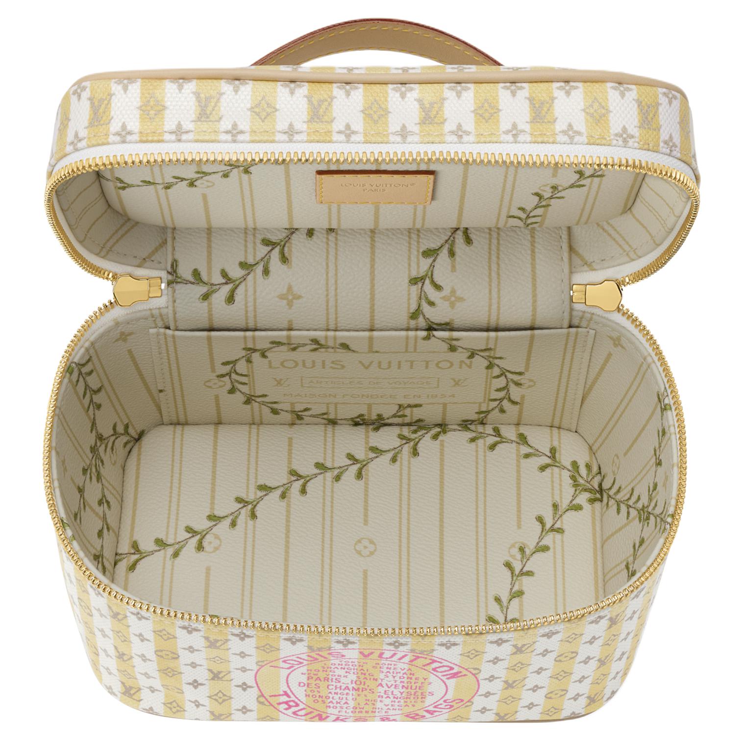 LOUIS VUITTON Nice Pastel Stripe Design Linen-Cotton Blend Coated Canvas Makeup Bag Mini Women's Multi-Color