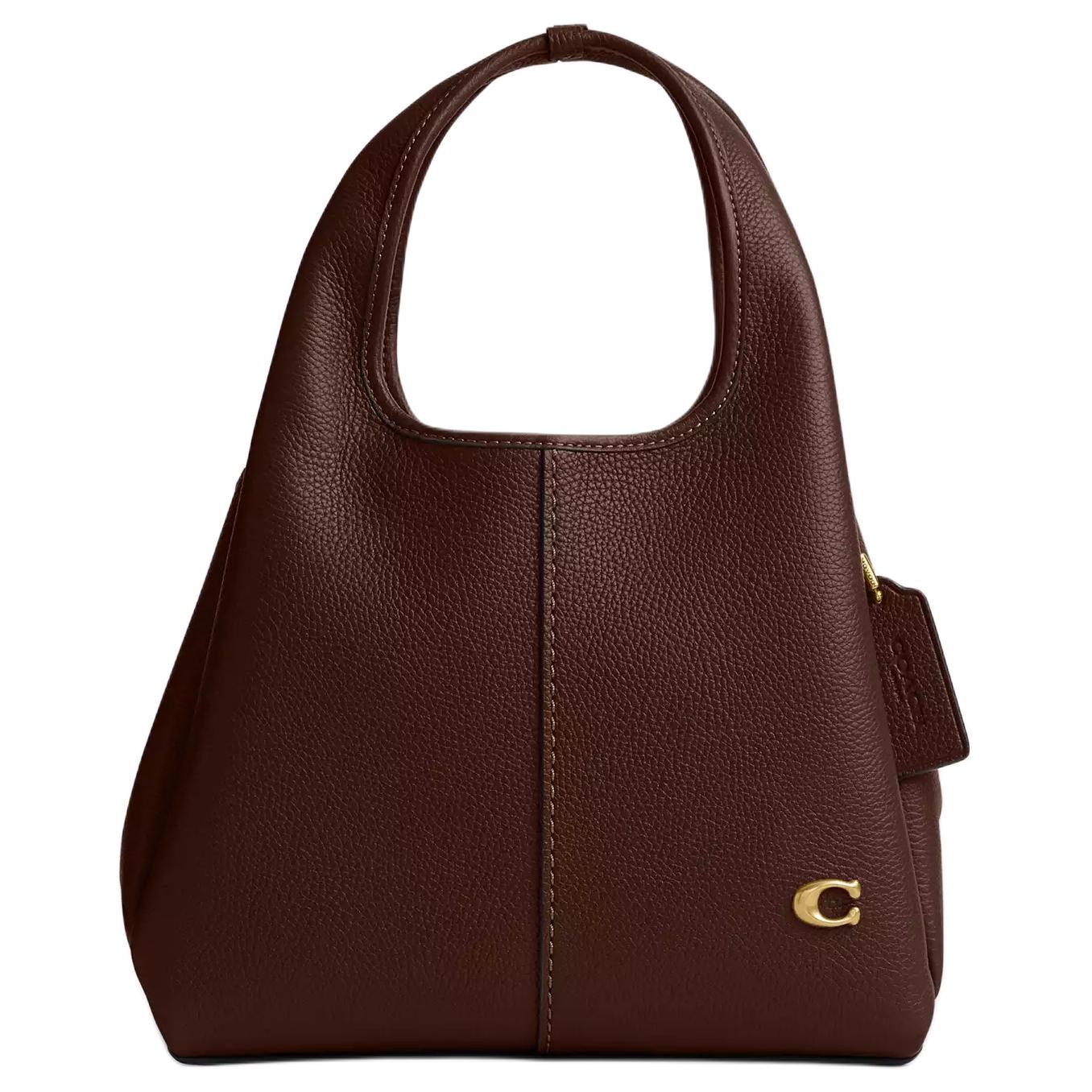 COACH Lana 22 Metal Logo Polished Pebble Leather Handbag Small Size Women's Brass Maple Color