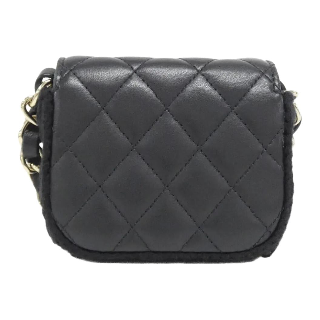 CHANEL Gold Label Double C Logo Quilted Leather Chain Lambskin Flap Bag Single Shoulder Crossbody Bag Women's Black