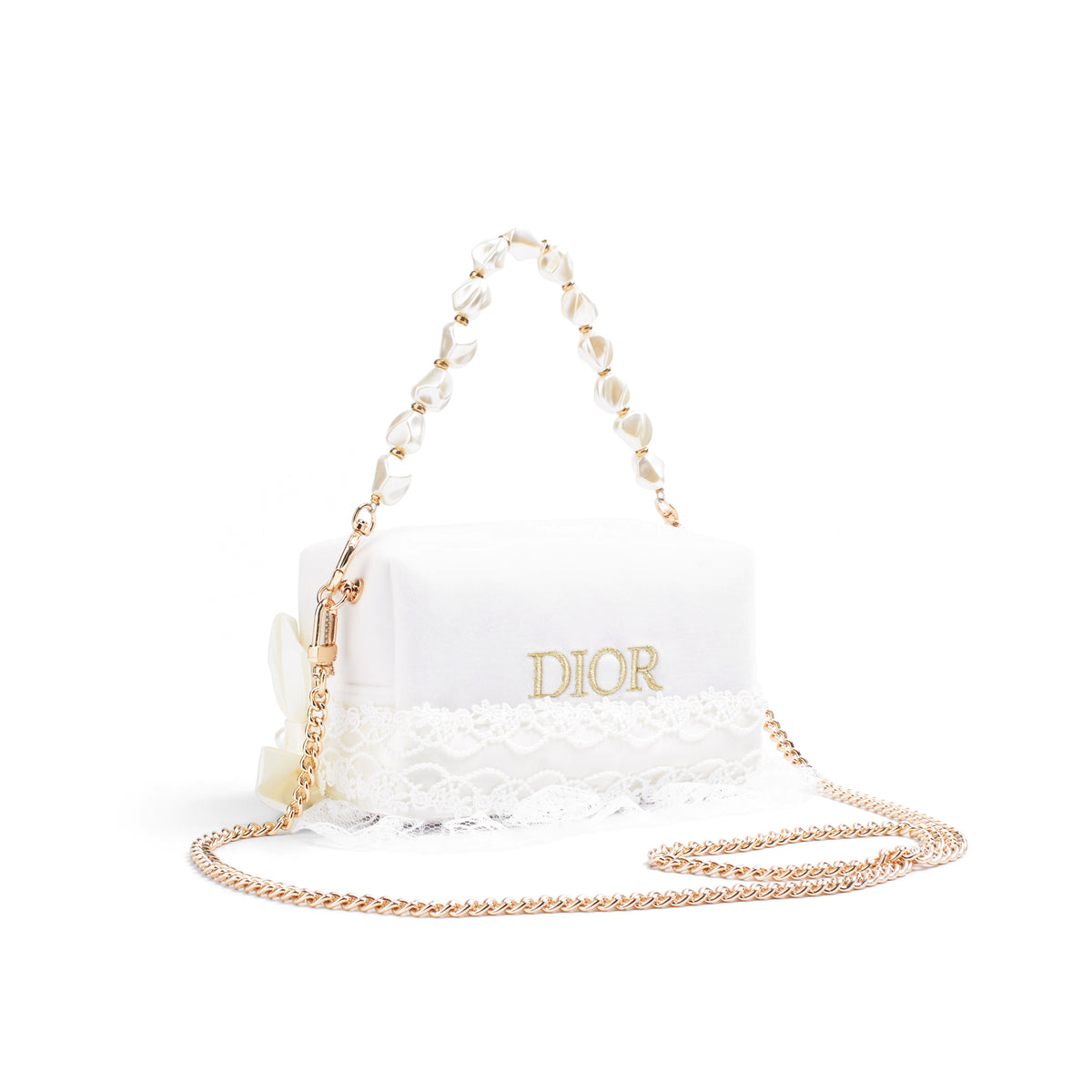 DIOR [Custom Makeup Bag] Amber Moonlight Beret Exquisite Elegance Lace Decoration Girly Heart Gentle Sweet Style Regular Velvet Makeup Bag