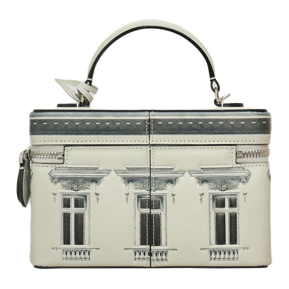 KARL LAGERFELD Galeries Lagerfeld Theatre Ballet Series Special Masterpiece Masterpiece Embossed Craft Brand Logo Leather Makeup Bag Women's White