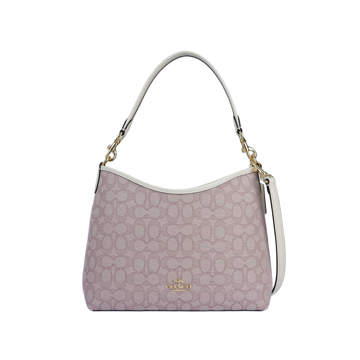 COACH Laurel 31 Gold Metal Logo Detachable Shoulder Strap Bag, Underarm Bag, Fabric Single Shoulder Bag, Large Size, Women's, Pink