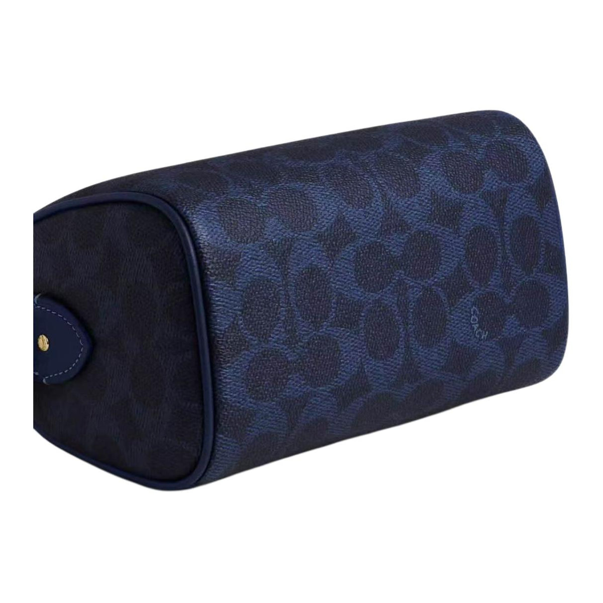 COACH Rowan 18 Detachable Shoulder Strap Top Zipper Closure Artificial Leather Boston Handbag Small Women's Navy Blue