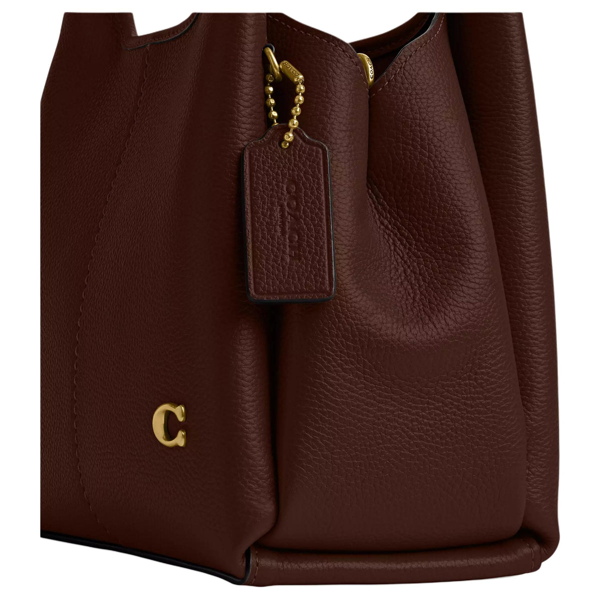 COACH Lana 22 Metal Logo Polished Pebble Leather Handbag Small Size Women's Brass Maple Color