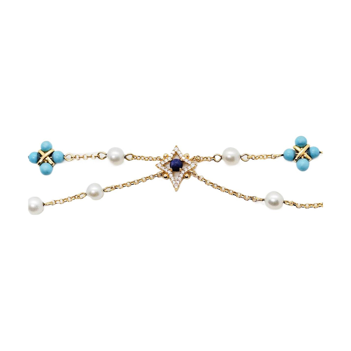 apm monaco Soleil Roman-style niche design INS trendy pearls and blue stones 925 silver elegant and exquisite 925 silver bracelet for women