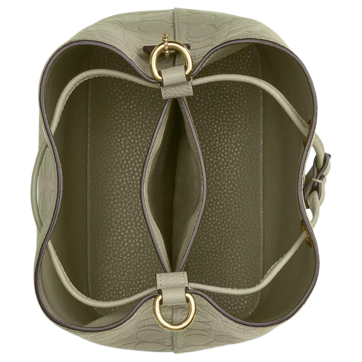 COACH Rowan 21 Letter-Embossed Gold Hardware Accessories Pebble Pattern Leather Bucket Bag Single Shoulder Small Women's Pistachio Green