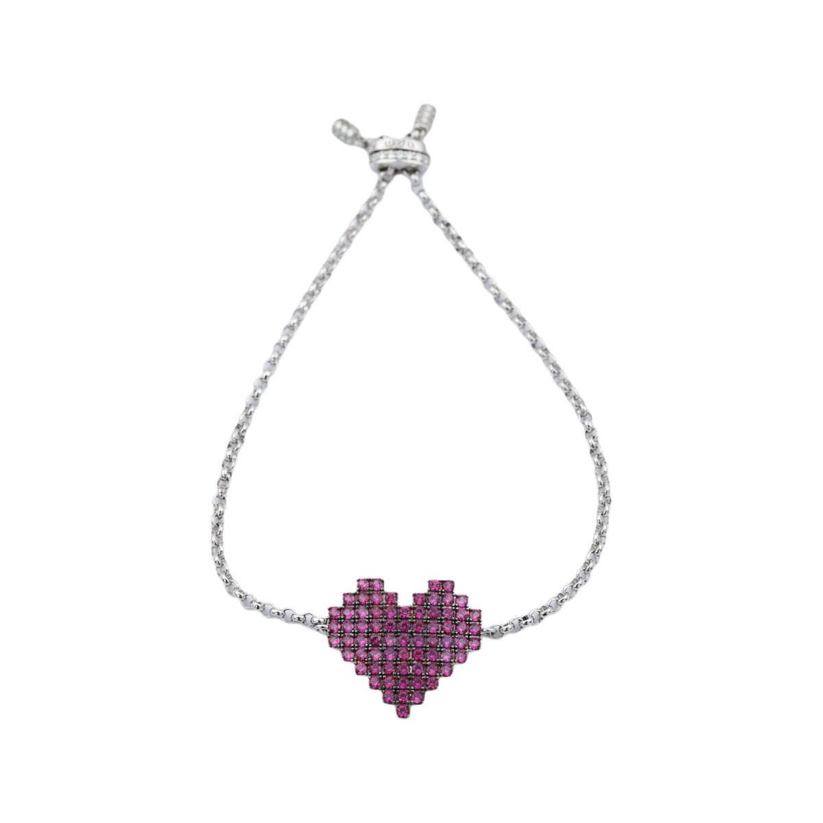 apm monaco heart-shaped design, elegant and refined 925 silver bracelet, unisex couple style, silver and red
