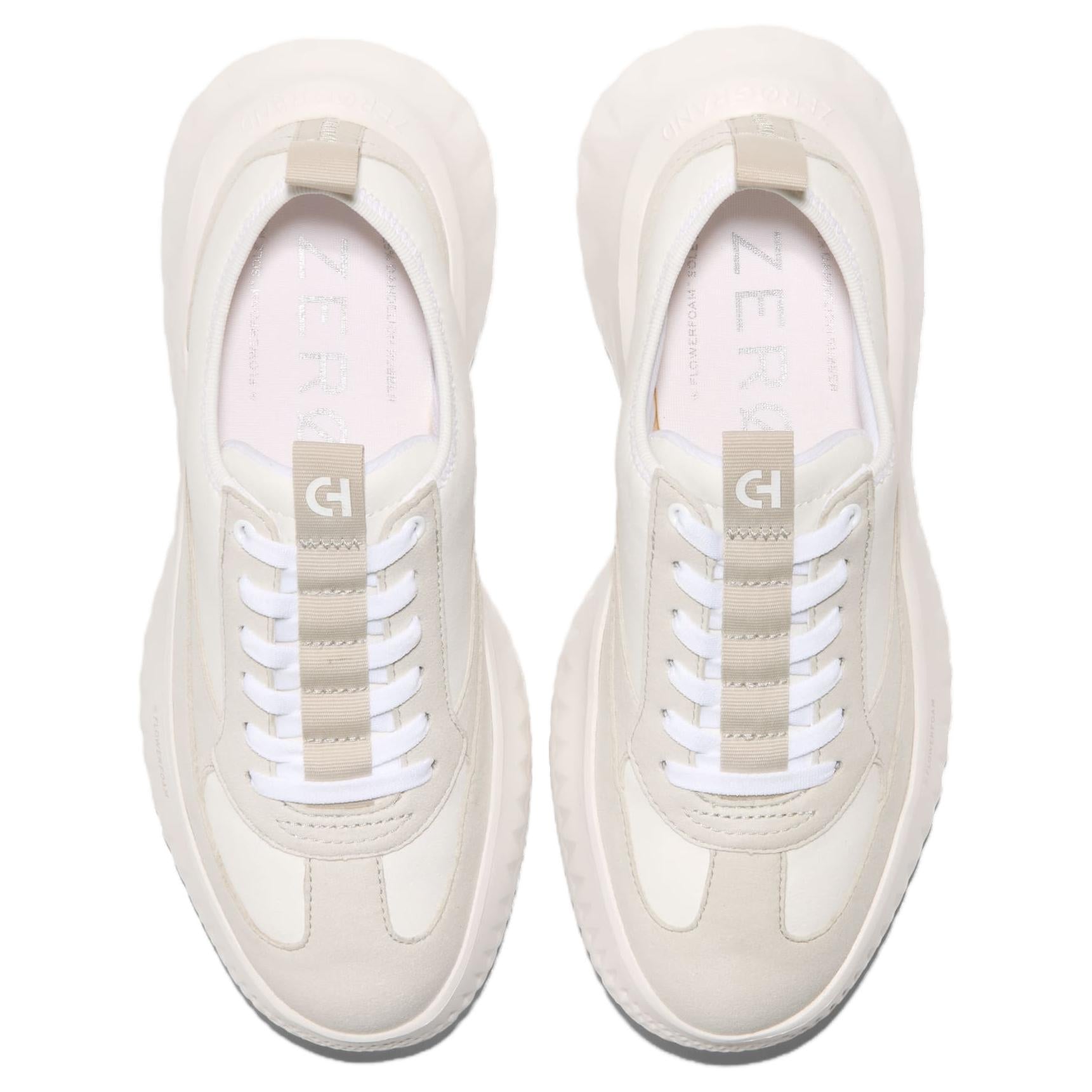 COLE HAAN ZEROGRAND Series Round Toe Versatile Thick Sole Low-Top Casual Shoes for Women, White