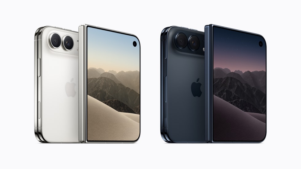 ايفون ديو iPhone Duo بلونيه الأبيض النجمي وأزرق سماء الليل من الأمام والخلف