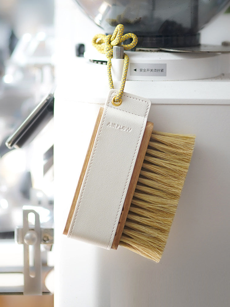 AIRFLOW, horsehair solid wood brush, Italian bar brush, coffee powder tabletop cleaning brush leather set can be hung