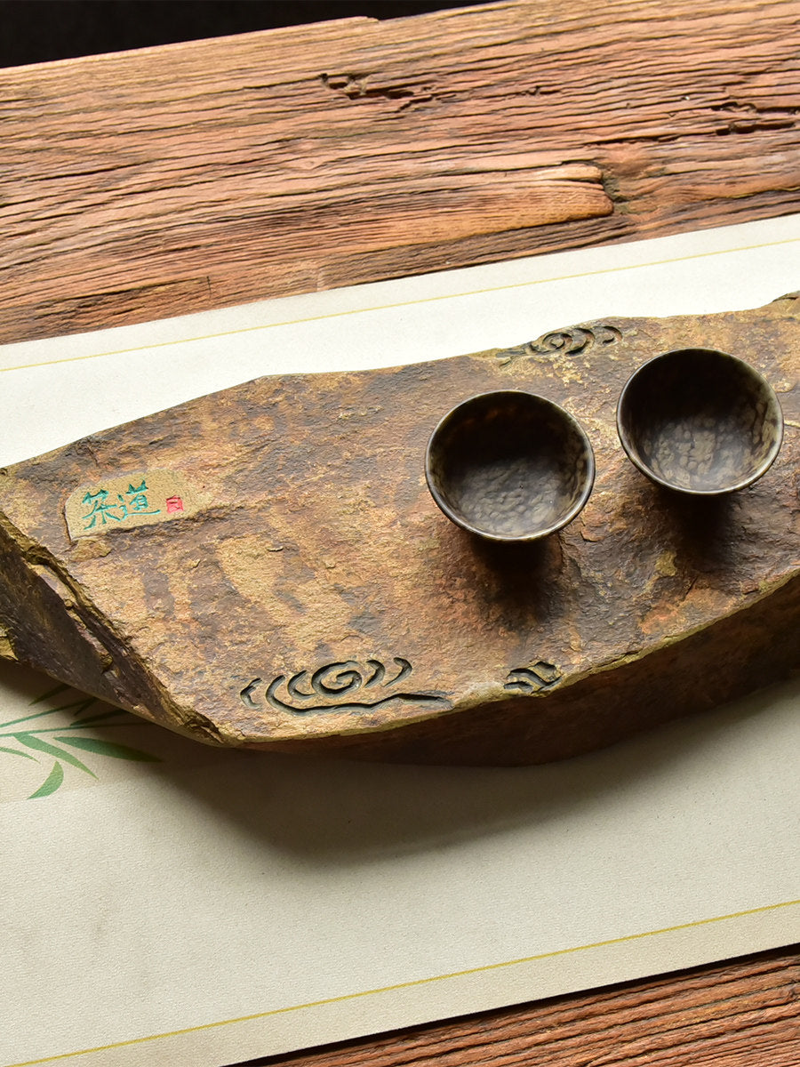 Inkstone, dry brewing tea table, original stone, Xiangyun pot, family tea tray, natural old Song Keng, caviar, Yan scholar, four treasures