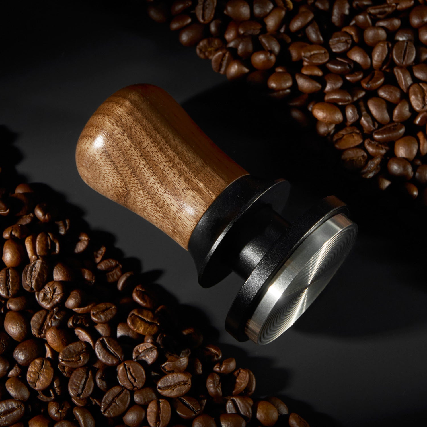مكبس قهوة Espresso Tamper بمقبض خشب الجوز المموج