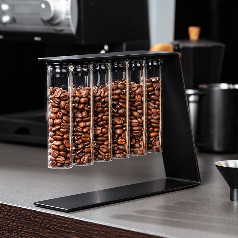 Coffee bean sealed jar display rack, transparent storage jar, magnetic test tube rack, one-way exhaust valve, portable coffee device