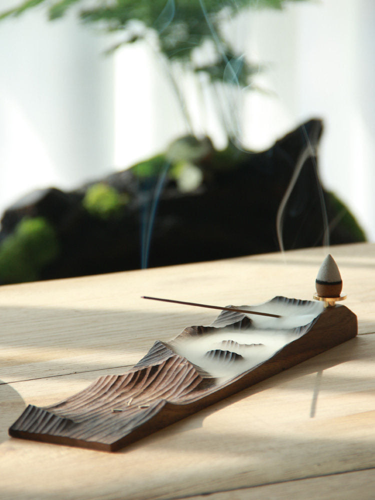 مبخرة خشبية فاخرة بتصميم الجبال | Wooden Incense Burner