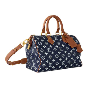 حقيبة Louis Vuitton Speedy 30 بنقشة Monogram الزرقاء الفاخرة.