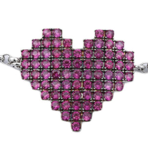 apm monaco heart-shaped design, elegant and refined 925 silver bracelet, unisex couple style, silver and red