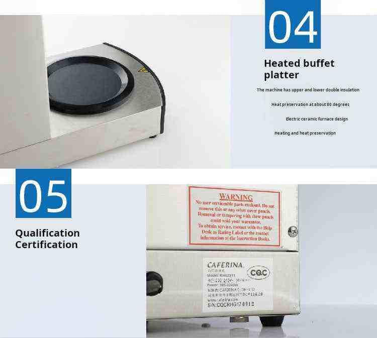 تفاصيل القاعدة والتسخين لـ مكينة قهوة Caferina RH330 warming plate detail.