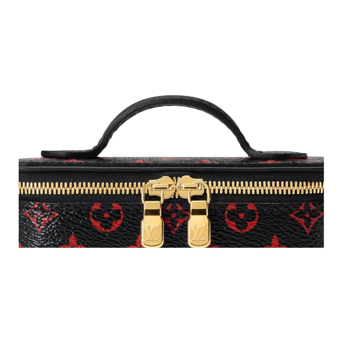 LOUIS VUITTON Nice BEAUTY classic monogram full-print monogram infrarouge coated canvas makeup bag for women, black with red