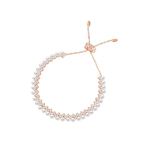 apm monaco [Romantic Confession] Pearl Geometric Laminated Design Copper Alloy Fusion Cube Zirconia Bracelet Women's Rose Gold