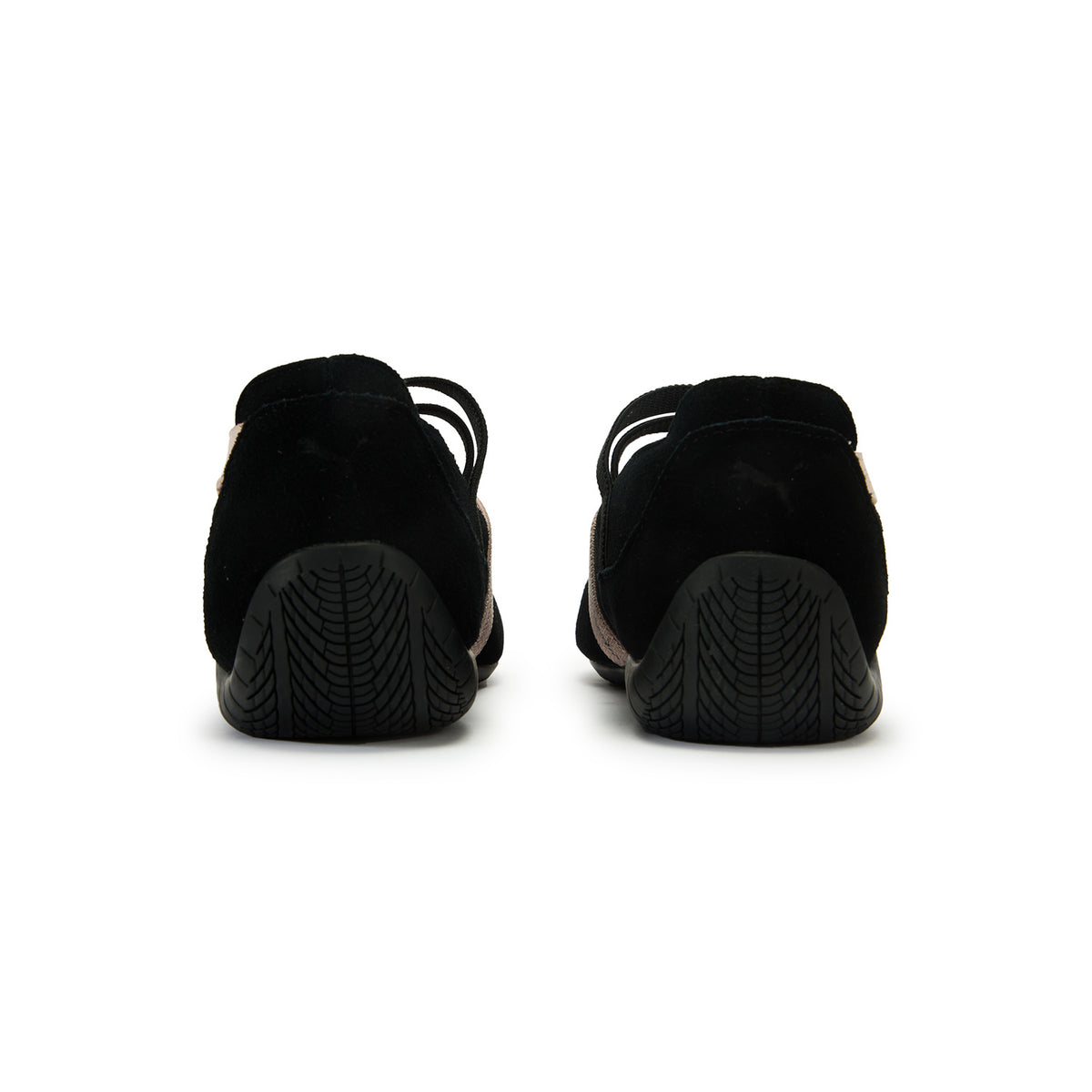 Puma Speedcat Ballet black pink footwear back view showing heel construction and profile.