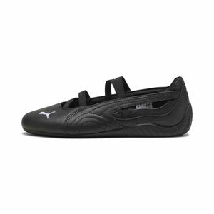 Puma Speedcat Ballet triple black shoes side view displaying all black leather upper design.