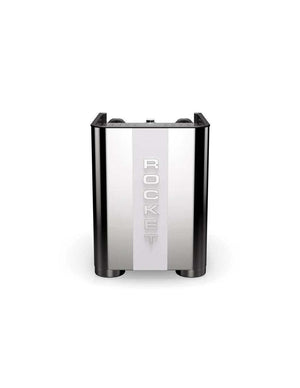 الواجهة الخلفية والشعار لـ صانعة قهوة Rocket APP TCA باللون الفضي chrome back view.