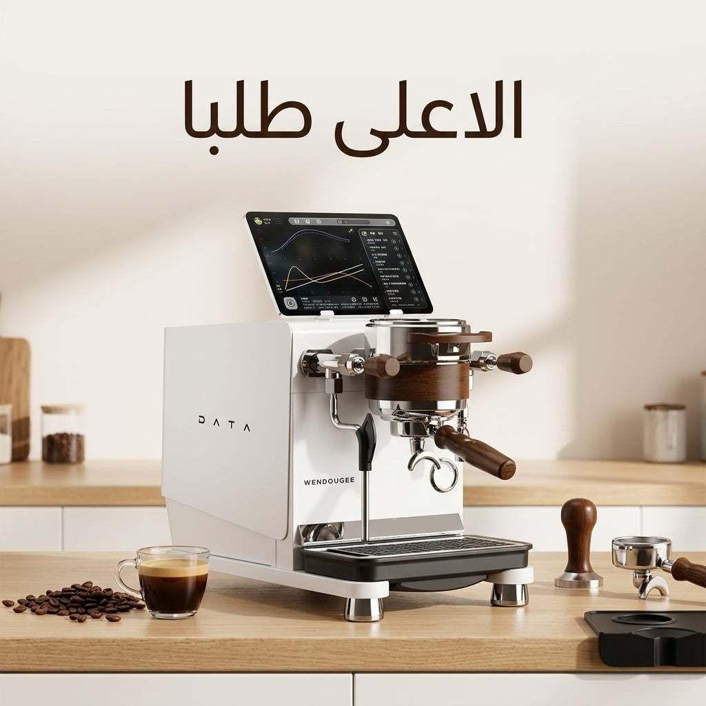 ماكينة اسبريسو وندوجي DATA S الاحترافية باللون الأبيض في ركن قهوة منزلي