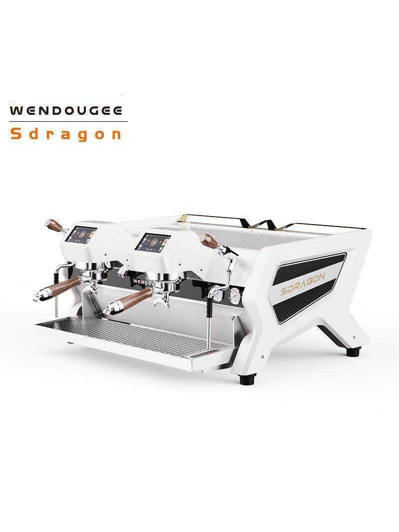 ماكينة اسبريسو Wendougee Sdragon تجارية بمجموعتين باللون الأبيض